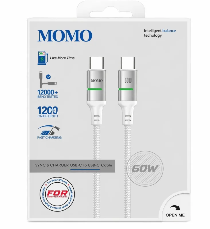 كابل MOMO USB-C إلى USB-C 60W - 011023 - مراجعة كاملة — المواصفات والمميزات