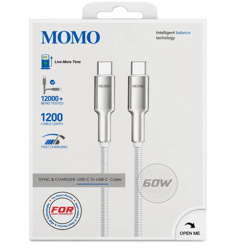 كابل MOMO USB-C إلى USB-C 60W - 011030
