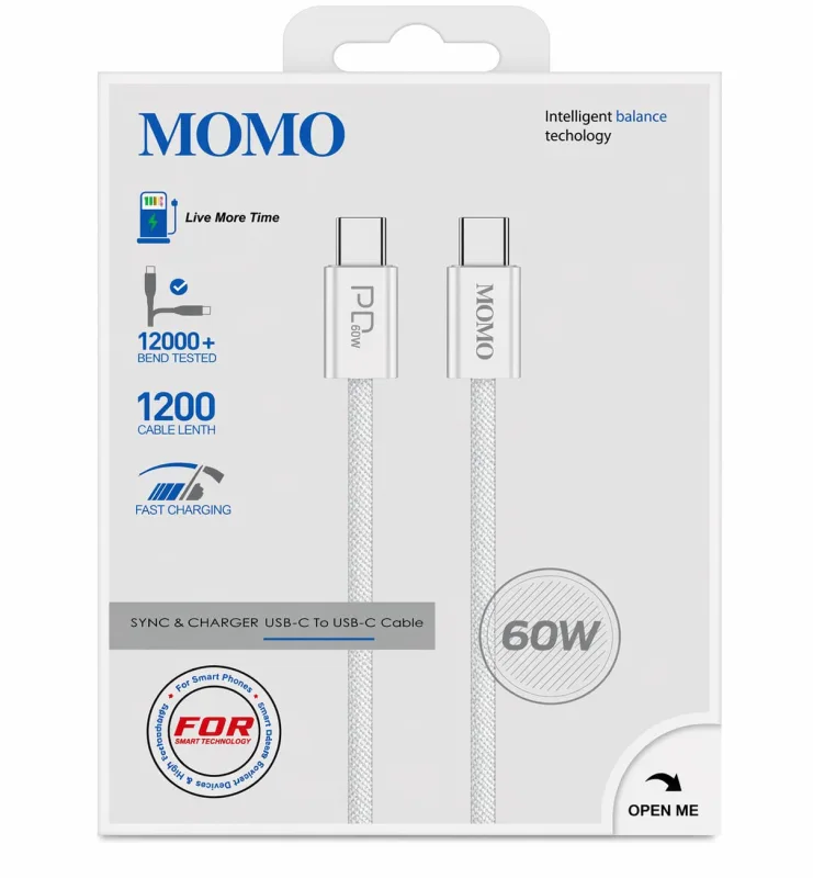 كابل MOMO USB-C إلى USB-C 60W - 011010