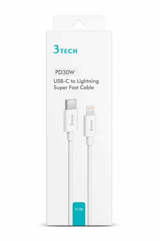 كابل 3Tech USB-C إلى Lightning 30W TL-100