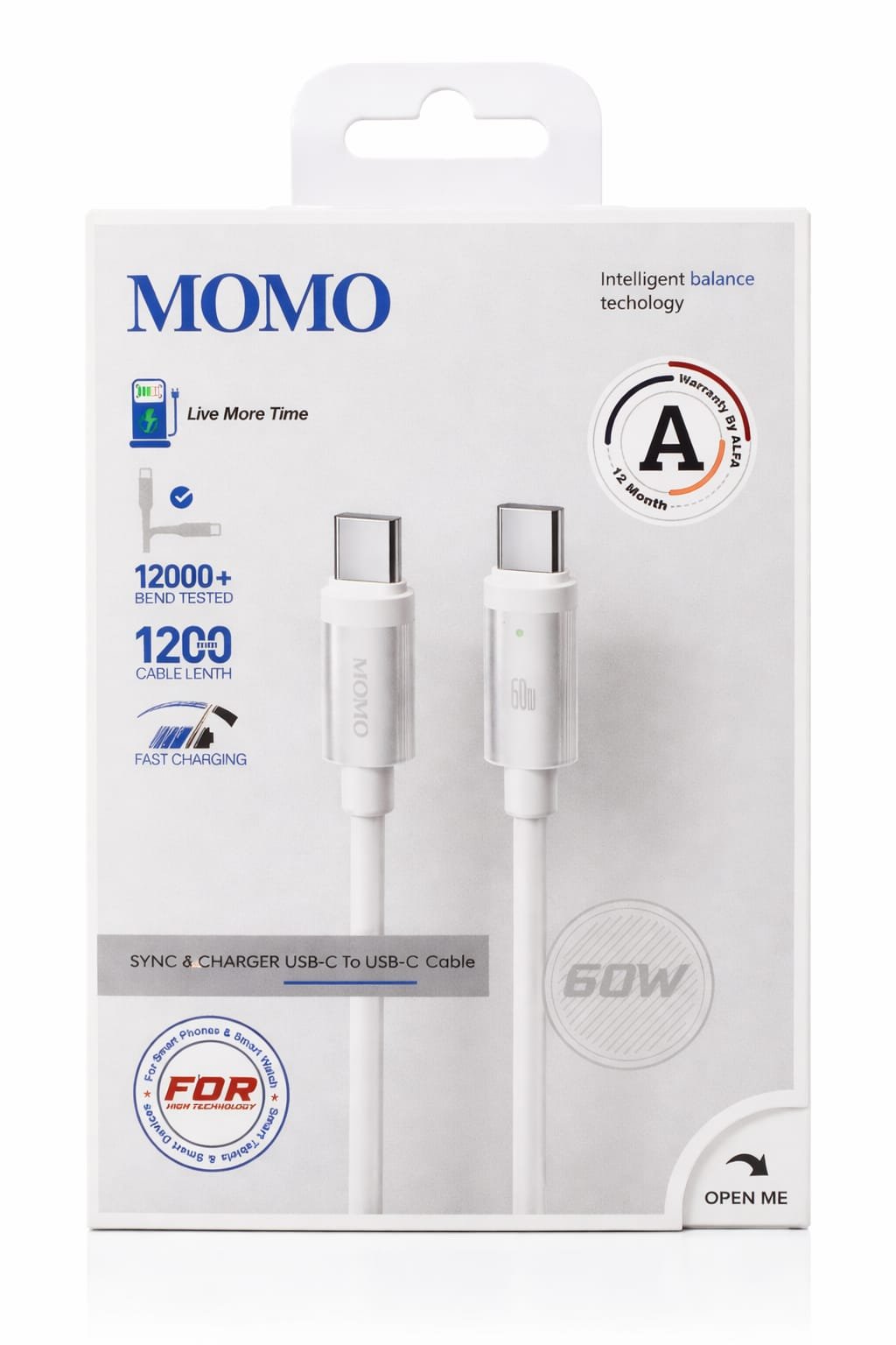 كابل MOMO USB-C إلى USB-C بقوة 60W - 011034