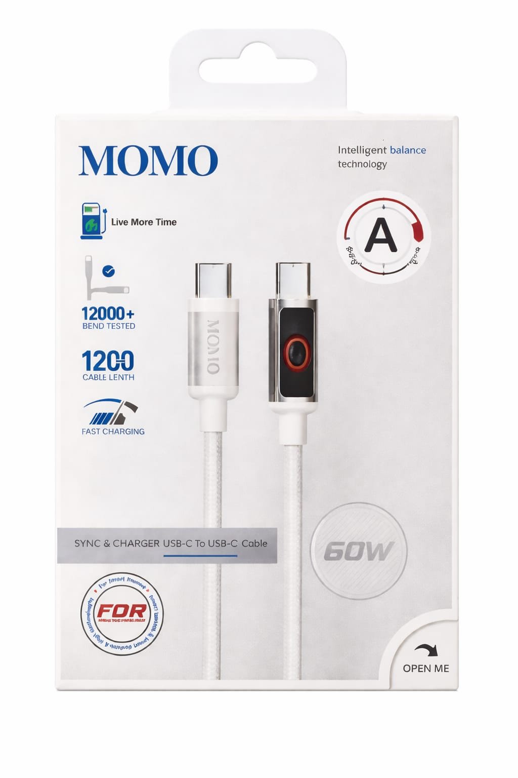 كابل MOMO USB-C إلى USB-C بقوة 60W - 011022