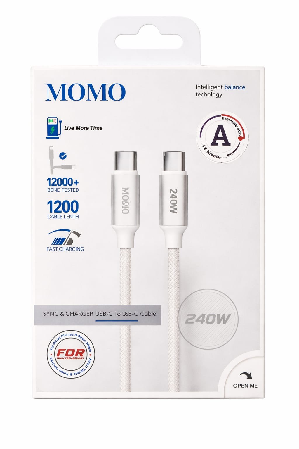 كابل MOMO بقوة 240W USB-C فائق السرعة - 011029