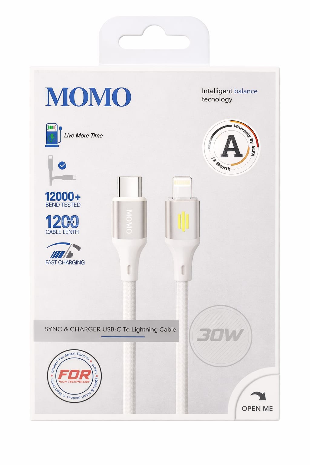 كابل MOMO USB-C إلى Lightning بقوة 30W - 011038